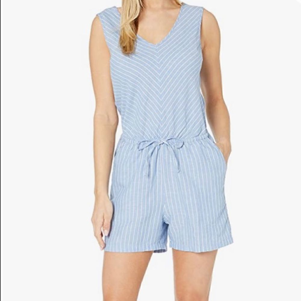 Blue and white romper